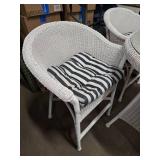 White Wicker Table with glass top and 2 Chairs