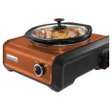 Crock-Pot SCCPMD2-CP Hook Up Round Connectable Entertaining System, 2-Quart, Metallic Copper