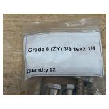 Lot of 12- Grade 8 (ZY) 3/8 16x2 1/4