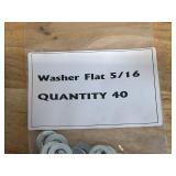 Lot of 20- Grade 5 Hex Flange Bolts 5/16 18x1 3/4 with 20- Hex Nut Locking 5/16 - 18 and 40- 5/16 Flat Washers