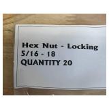 Lot of 20- Grade 5 Hex Flange Bolts 5/16 18x1 3/4 with 20- Hex Nut Locking 5/16 - 18 and 40- 5/16 Flat Washers