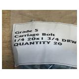 Lot of 60- Grade 5 Carriage Bolts 1/4 20x1 3/4