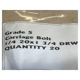 Lot of 40- Grade 5 Carriage Bolts 1/4 20x1 3/4 DRW