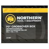 ^Northern Tool + Equipment Slim Low-Profile Crossover Truck Toolbox, 69in. x 12in. x 13in., Aluminum, Gloss Black, Paddle Latches #41867 Msrp $399.99