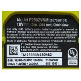 Ryobi P2502VNM ONE+ HP 18V Lithium Ion Cordless 10' Bar Chainsaw Tool Only