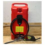 Flo n' Go Duramax Scepter, 14-Gal Powered Gas Caddy with 6 GPM Fill-Rite Fuel Pump, Model# PFSG1411 #5941820 Msrp $299.99