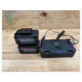 Klutch KLiQ 20V Rapid Charger and 20V 2.0Ah Lithium-Ion Batteries