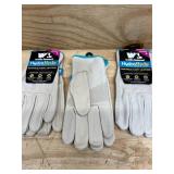 Women's Water-Resistant Leather Work Gloves, HydraHyde, Large (lot of 3)