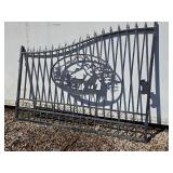 Wrought Iron Gate with Deer Silhouette Oval Medallion - Outdoor Fence Panel