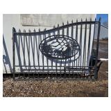 Wrought Iron Gate with Deer Silhouette Oval Medallion - Outdoor Fence Panel