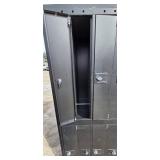 Locker Cabinet - 8-Door Black Metal Industrial Storage
