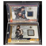 2 Double Sided NHL Hockey Relics 2002 Vanguard Game-Upsed Memorabilia #16 and #18 - Bates, Czerkawski, Yachmenev, Ronning