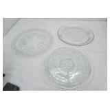 Vintage Glass Christmas Plate , glass divided serving plate, Clear Glass serving plate