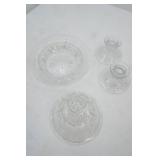Vintage Glass candle holders , Lidded candy Dish
