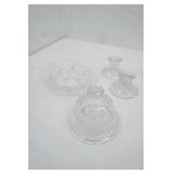 Vintage Glass candle holders , Lidded candy Dish