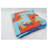 Vintage Full Size Sackcloth Cotton Quilt. Hand-Sewn