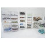 Glass, Stone & Other Beads, Small Bead Bin. (beads are separated in organizing cylinders)
