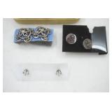 Jewelry Lot. Necklace, Earrings 1950s "Bluebird Styled Marble" jewelry box