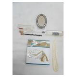 Vintage Hair Comb, Beading Kit, Beads, Small metal picture frame