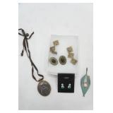 Fashion Jewelry Lot: Owl Pendant Necklace, Earrings