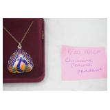 1/20 14KGF Cloisonne Peacock Pendant Necklace