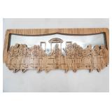 "The Last Supper" laser-cut wood carving & mirror 23.5"x10"