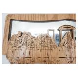 "The Last Supper" laser-cut wood carving & mirror 23.5"x10"