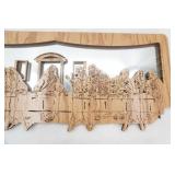 "The Last Supper" laser-cut wood carving & mirror 23.5"x10"