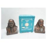 (3ct) Vintage Patriotic Coin Banks. 2 Benjamin Franklin, 1 Safe