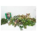Animated Santa With Puppet (battery operated) & Artificial Greenery (lot includes tote w/ lid)