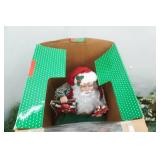 Animated Santa With Puppet (battery operated) & Artificial Greenery (lot includes tote w/ lid)