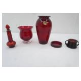 Vintage Anchor Hocking Royal Ruby Red Glass Pieces, Avon, and Other