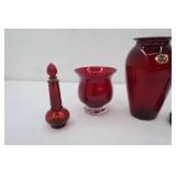 Vintage Anchor Hocking Royal Ruby Red Glass Pieces, Avon, and Other