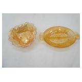 Vintage Iridescent Amber Carnival Glass Dishes