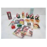 Hallmark Keepsake Christmas Ornaments, Coke Christmas Ornaments and disposable napkins, James Dean Christmas Ornament, Dog Squeak