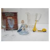 Vintage Ice Cream Truck Decanter, Collectors Stein, Hallmark Kiddie Car Classic Figurine 1937 Steelcraft by Murra Streamline Scooter, Porcelain Figurine, EAPG Clear Glass Pitcher, Colorful Cordial Gla