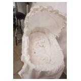 White Bassinet. In Good Condition. On Wheels