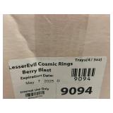 LesserEvil Cosmic Rings Berry Blast Organic Snacks (4 Bags, 3oz Each, Exp. 5/7/25)