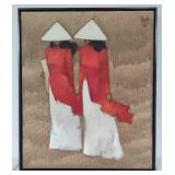 Nguyen Thanh Binh Vietnamese Women Framed Art 'The Red' - COA Included