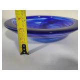 Kosta Boda Blue Swirl Glass Serving Bowl