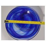 Kosta Boda Blue Swirl Glass Serving Bowl