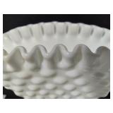 Fenton Milk Glass Hobnail Fan Vase