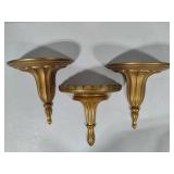 Three Gold Colored Wall Sconces
