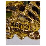 Stamped Arthur Pepper (ART) Moonglass Brooch & Earrings Set