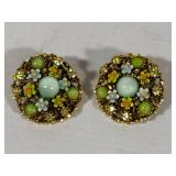 Stamped Arthur Pepper (ART) Moonglass Brooch & Earrings Set