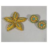 Stamped Sarah Coventry Ocean Star Brooch & Matching Earrings