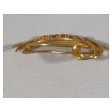 14K Vintage Brooch w/Multi Color Stones