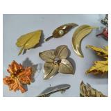 Large Lot of Leaf Brooches