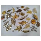 Large Lot of Leaf Brooches