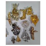Assorted Christmas/Holiday Brooches - Many Stamped